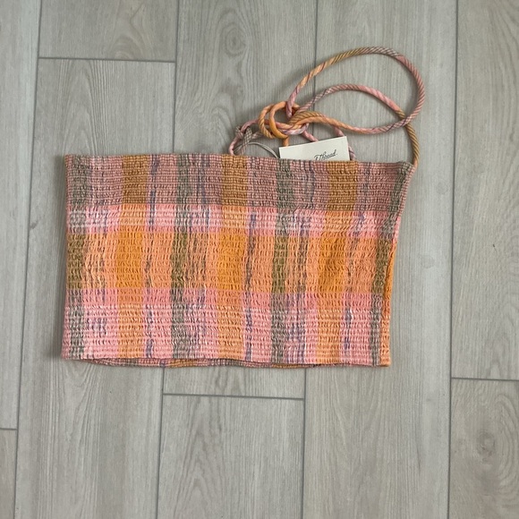 Universal Thread Orange and Pink Plaid Crop Top - Picture 2 of 2